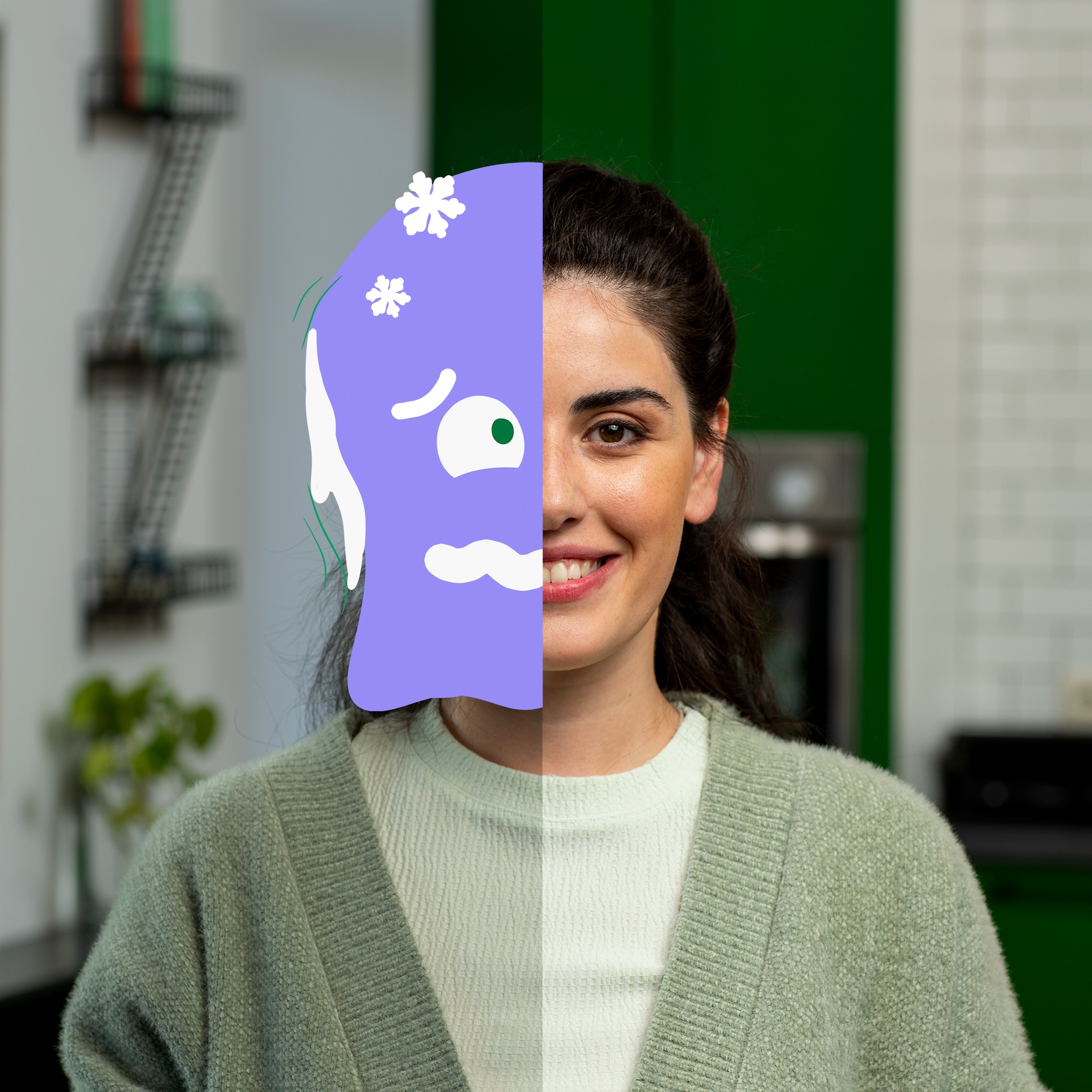 Jacobs Coffee mood campaign character illustration and Georgian copy lockup